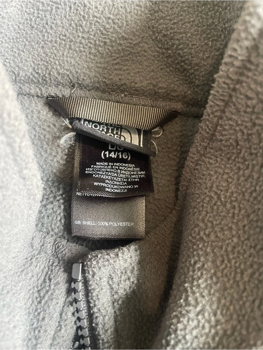The North Face Kids Gray Fleece Jacket with Pink Logo